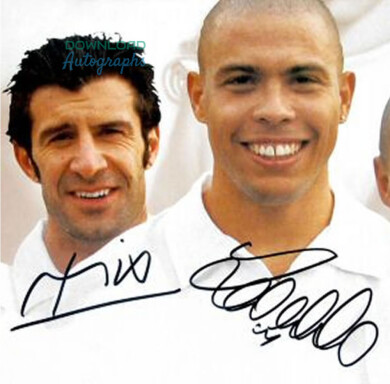 R-MADRID-SIGNED-PRINT-BECKHAM-CARLOS-RAUL-FIGO-RONALDO2-Autograph