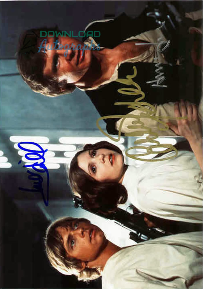 STARWARS-Carrie-Fisher-Harrison-Ford-Mak-Hamill-Autograph